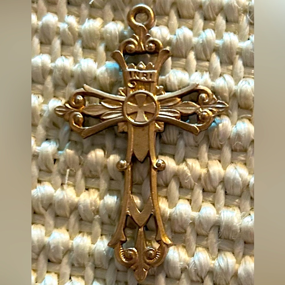 VINTAGE RARE - GOLD FILLED ORNATE INRI CROSS- LAST ONE!! - 1/2010K GF - 2" LARGE